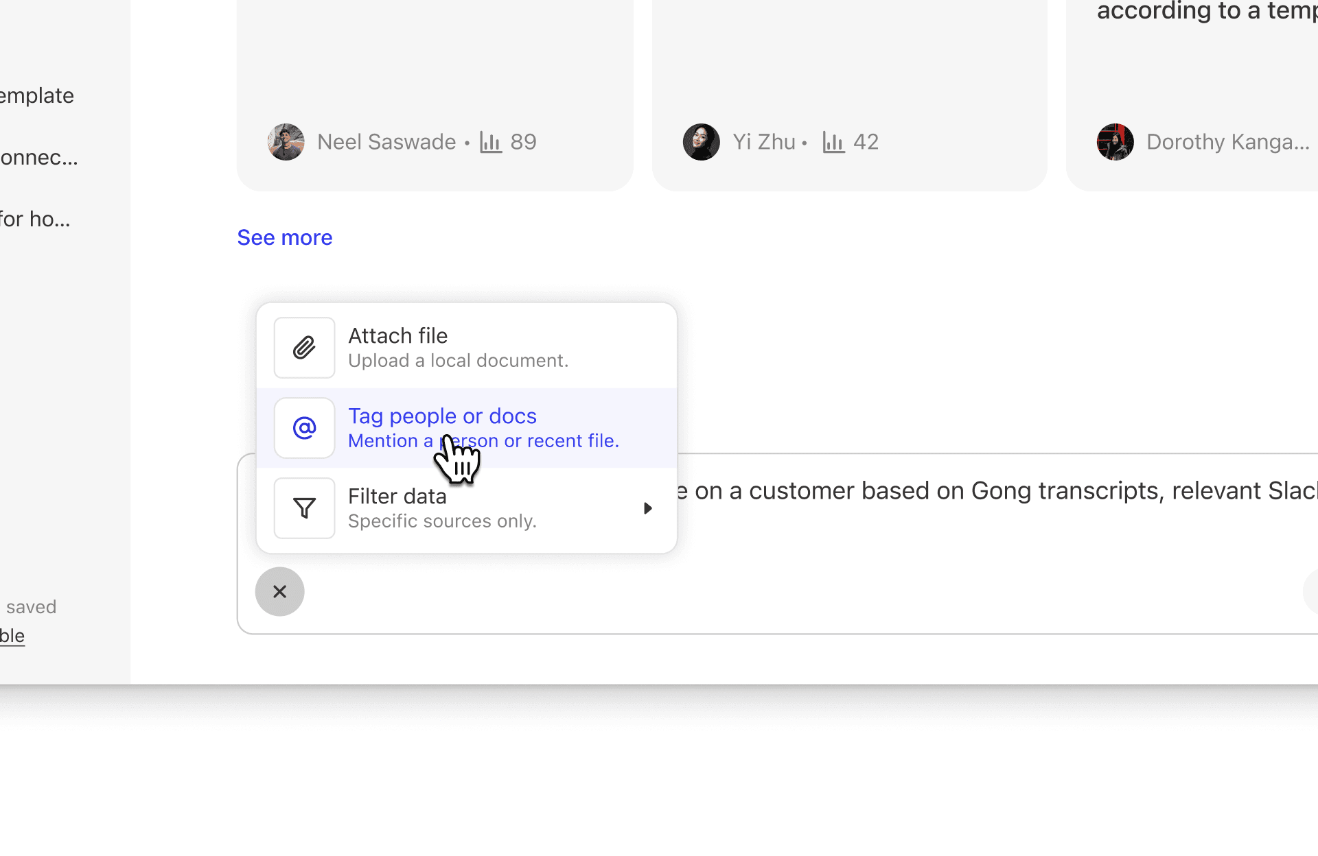 Plus menu in new composer
