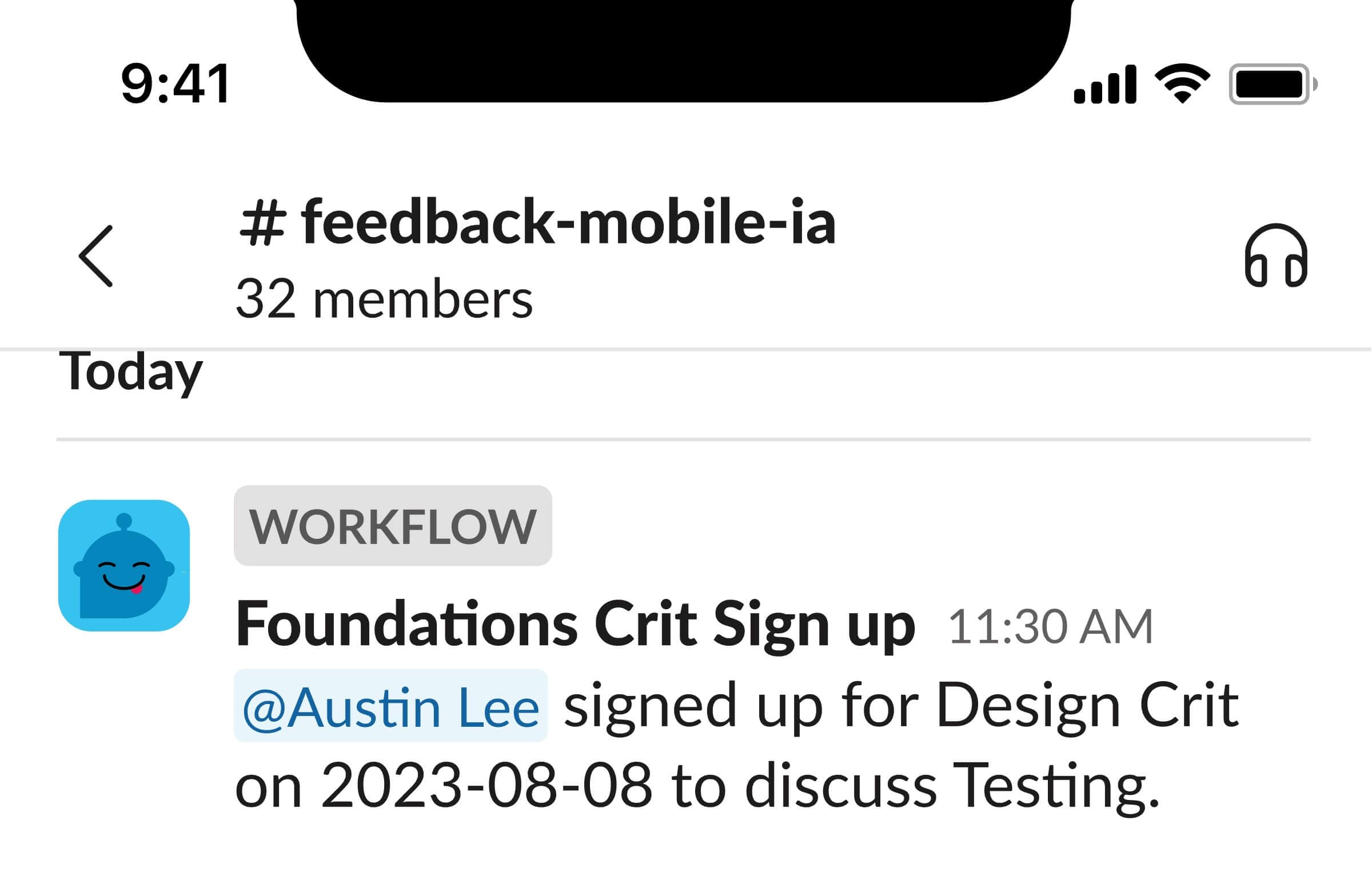 Automated Slack message mobile iteration