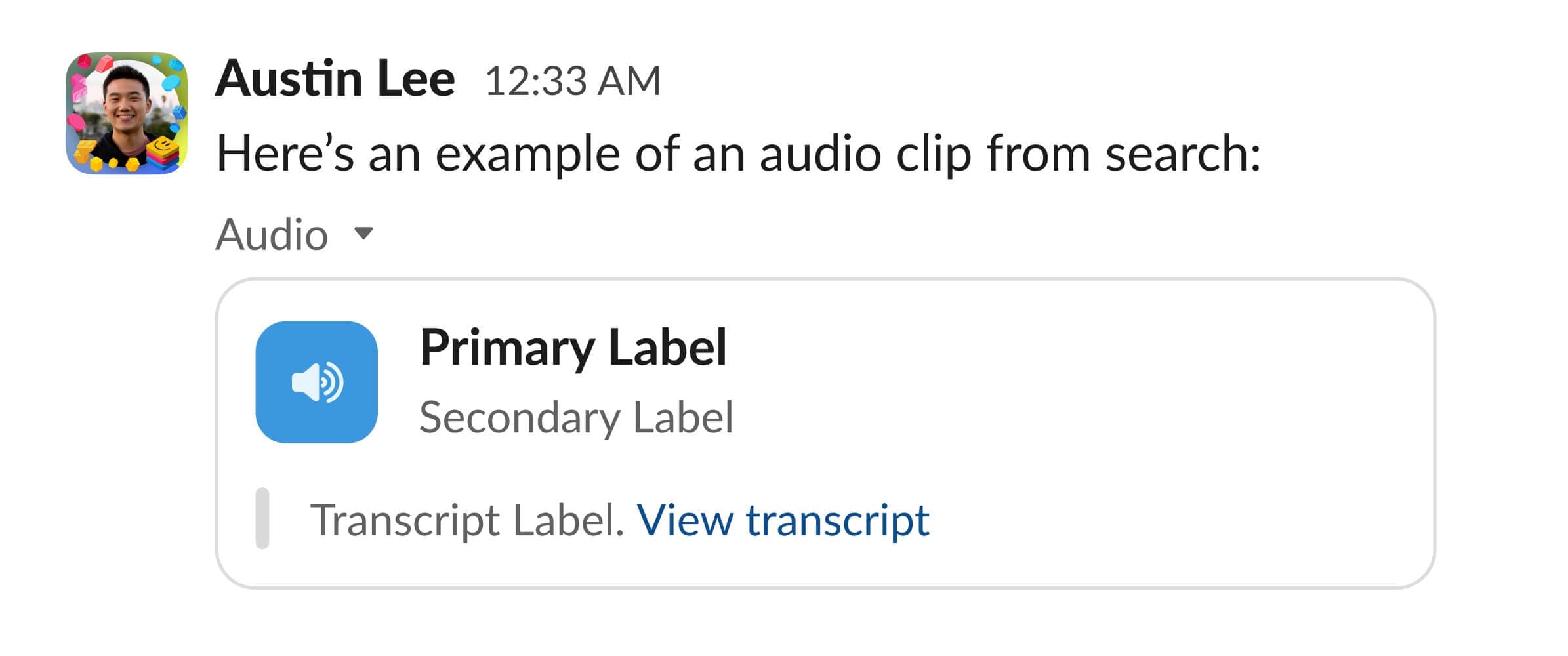 Old Slack audio clip design