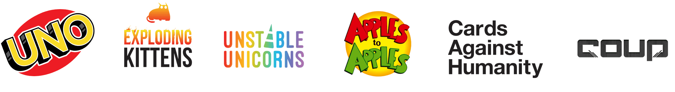 Six logos of popular card games