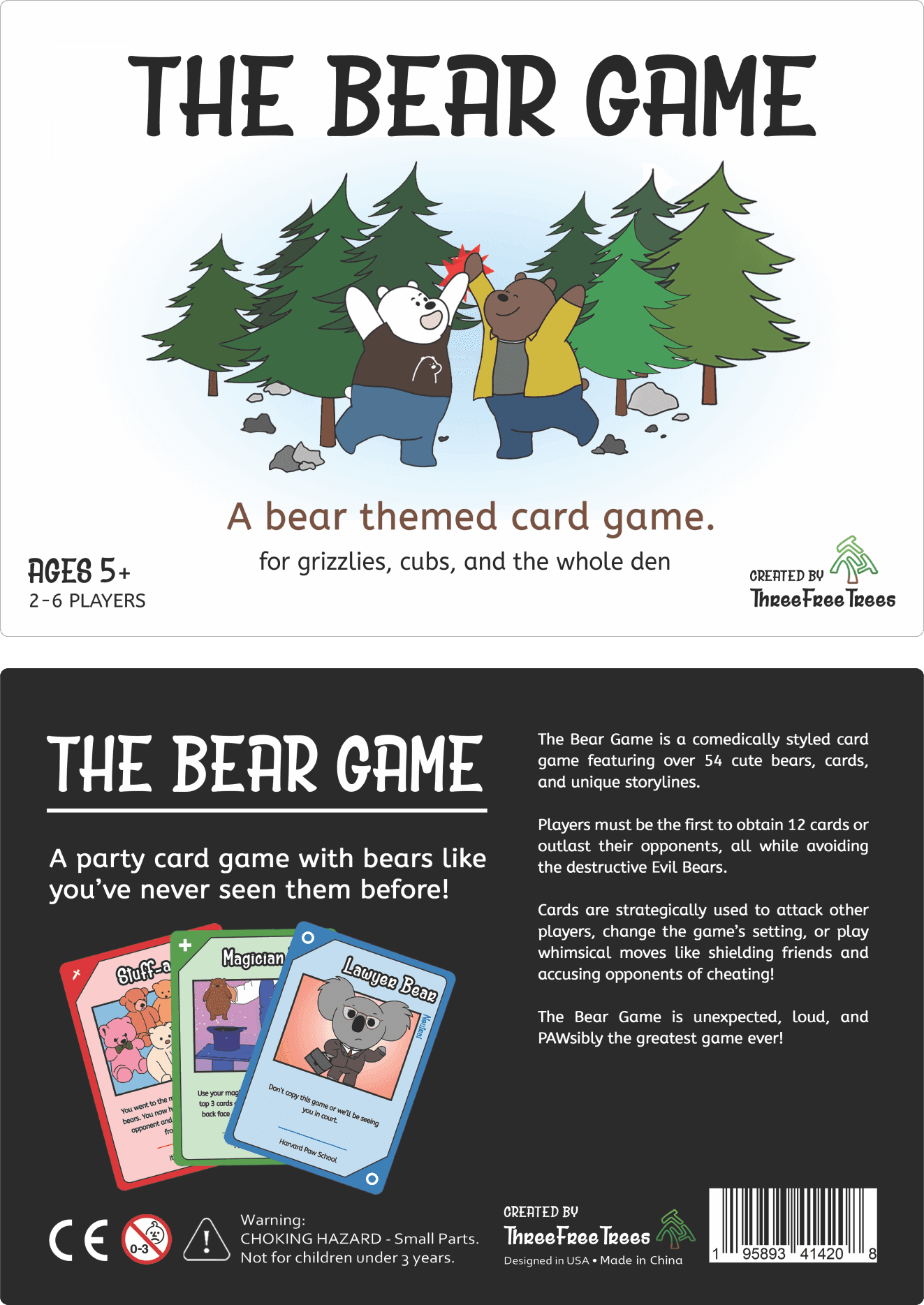 Front and back of The Bear Game board game box
