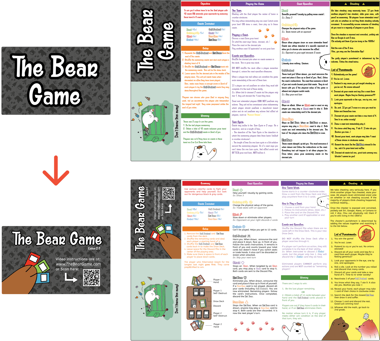 Game instructions sheet for The Bear Game