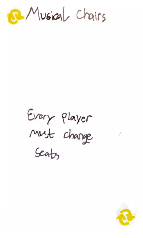 Hand-drawn index card from version 1 of the game